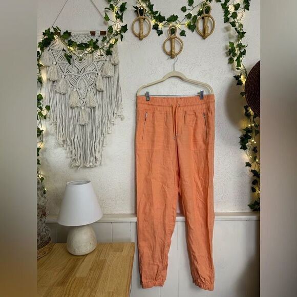 Athleta Cabo Orange Linen Joggers size 10 - Picture 4 of 4